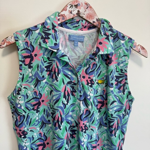 Masters MAGNOLIA LANE Collection Sleeveless Golf Polo M Medium Women’s Floral - Picture 2 of 7